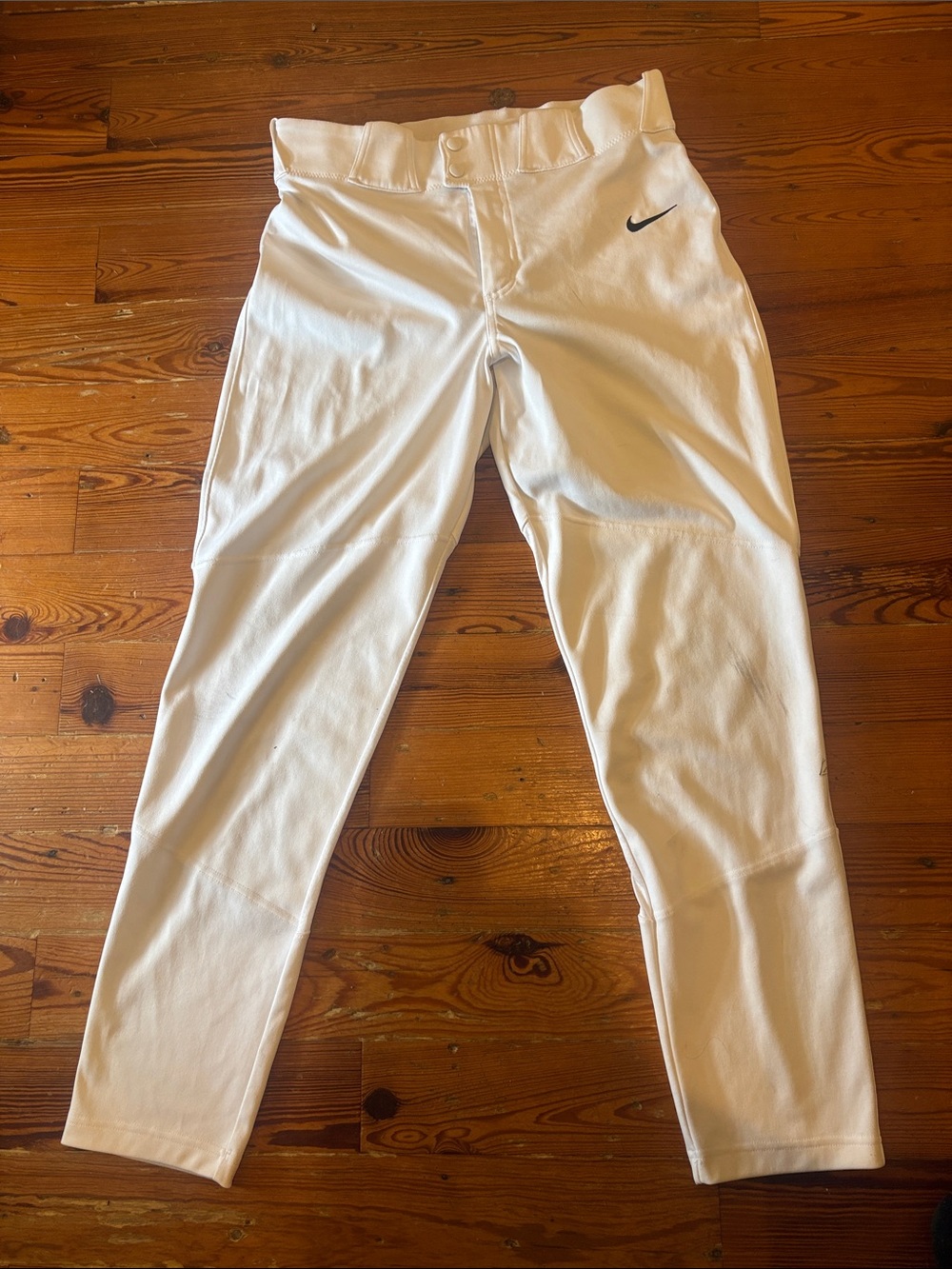 Nike White Baseball Pants with Black Swoosh Accent